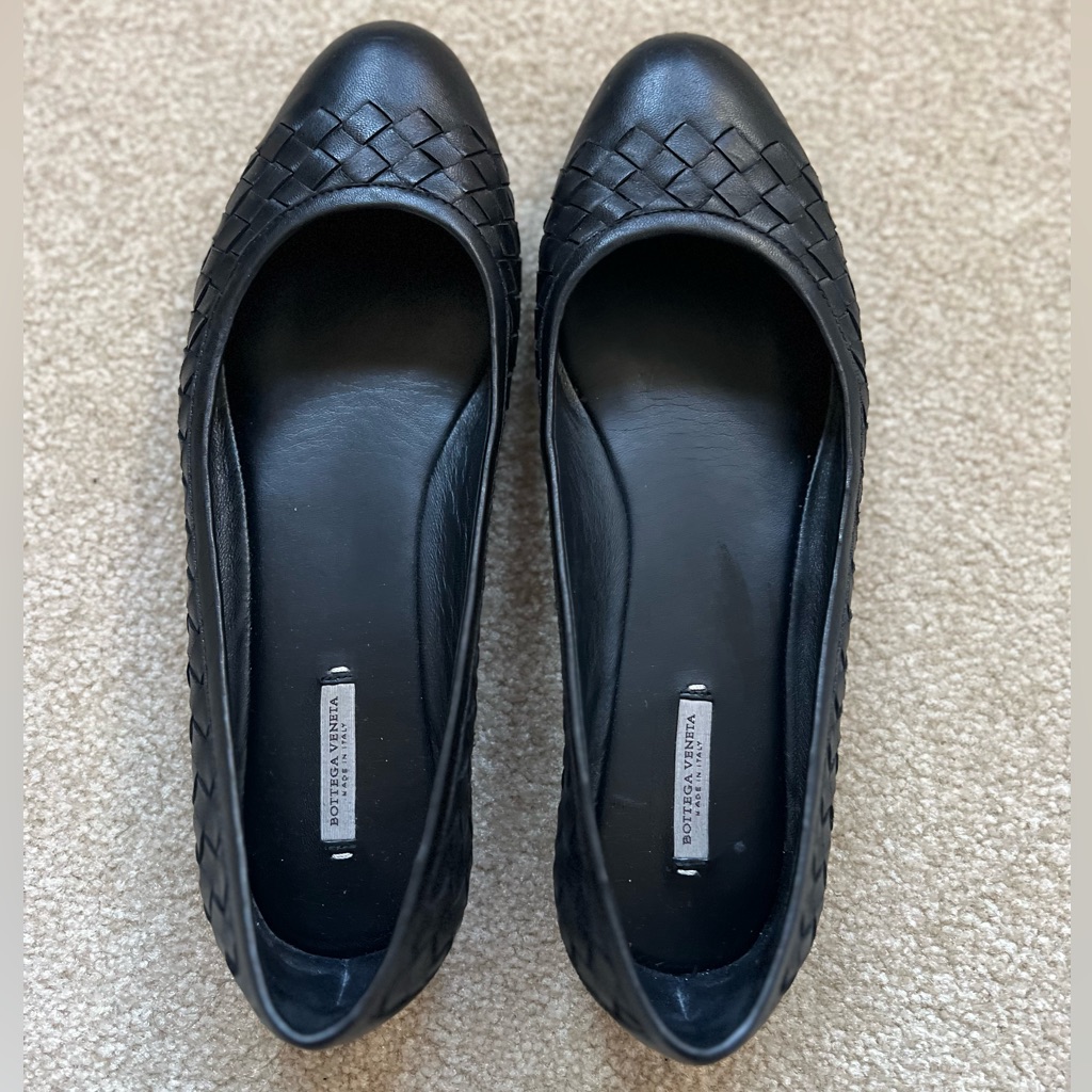 Bottega Veneta Shoes  Bottega Veneta Black Woven Ballet Flats